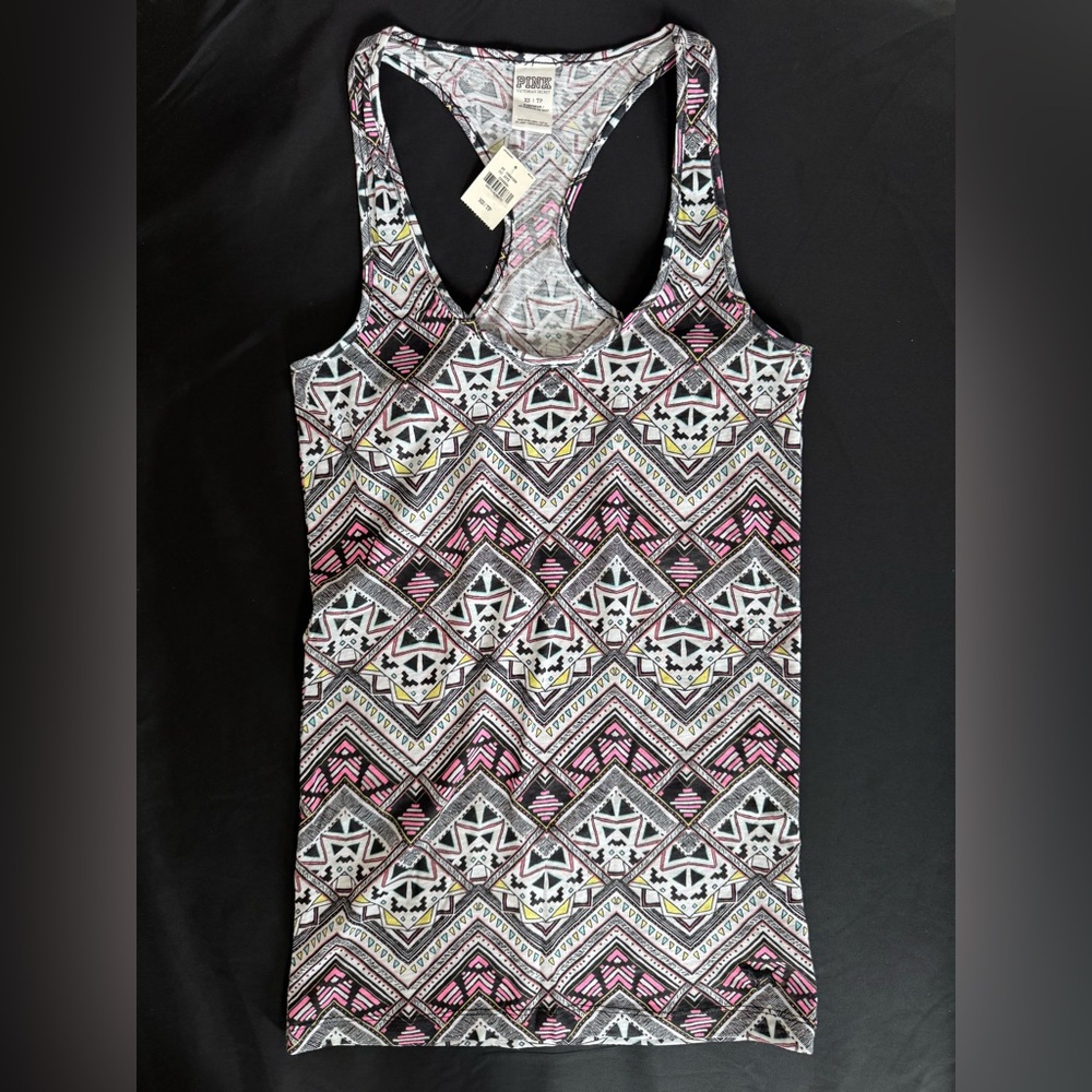 NEW PINK Victoria’s Secret Patterned Racerback Tank Top
